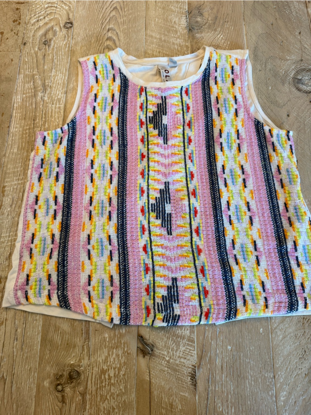 Dolan Anthropologie Pink Patterned Open Back Tapestry Top M